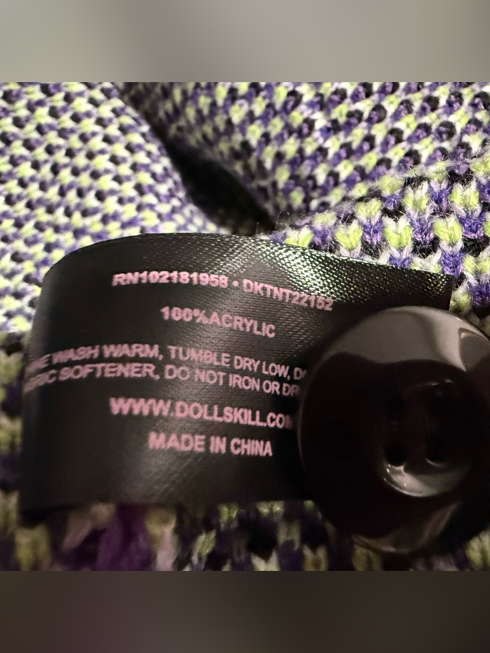 NWOT Women's Halloween Graphic Cardigan - Purple/Green/Black - Picture 6 of 8